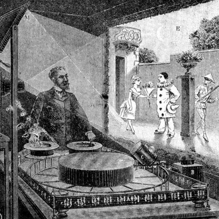 テアトル・オプティーク 1892年にシャルル・エミール・レイノーによって発明された動く絵を上映する装置。